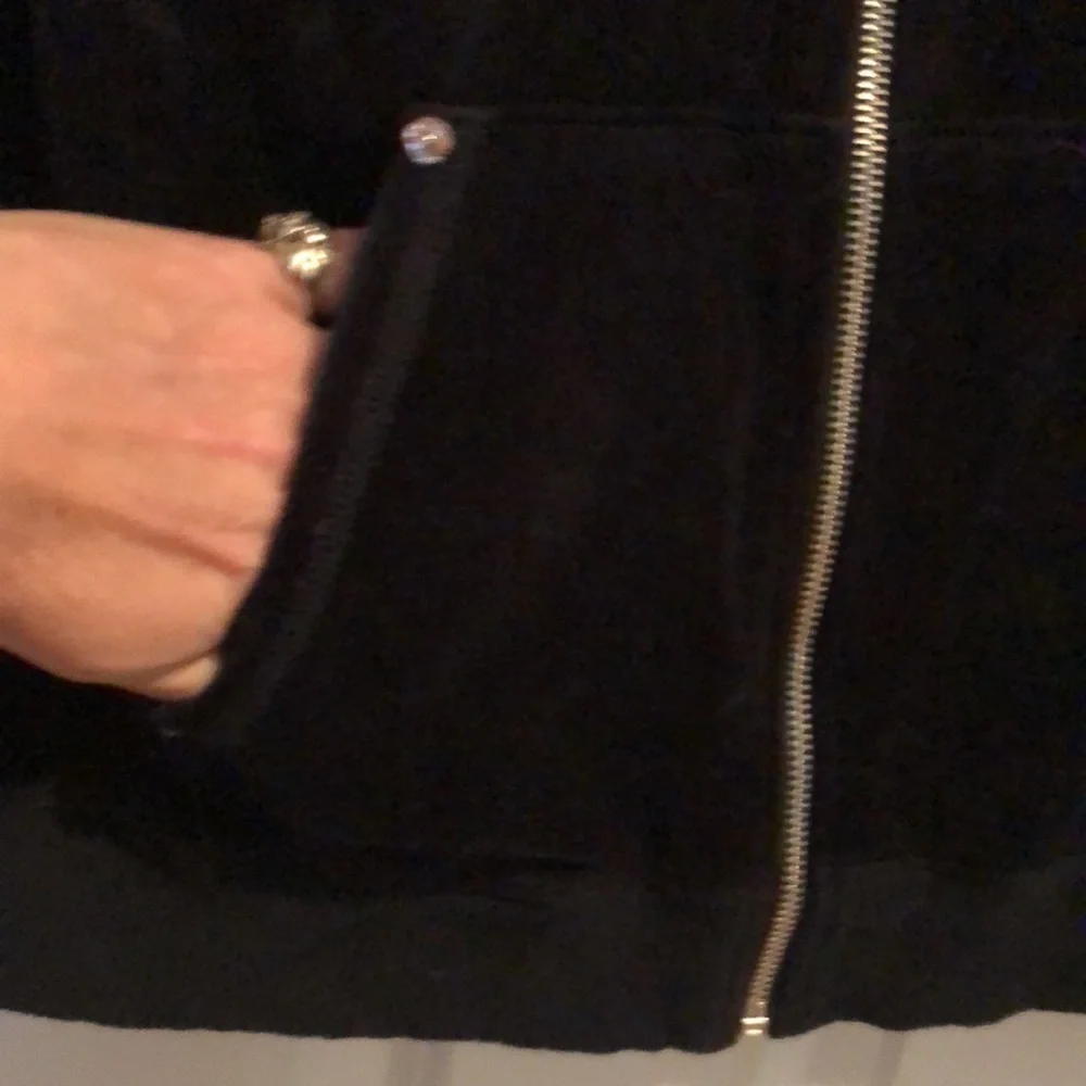 Micheal Kors size LG -XL black velour jacket & pull on pants track suit 2 piece
